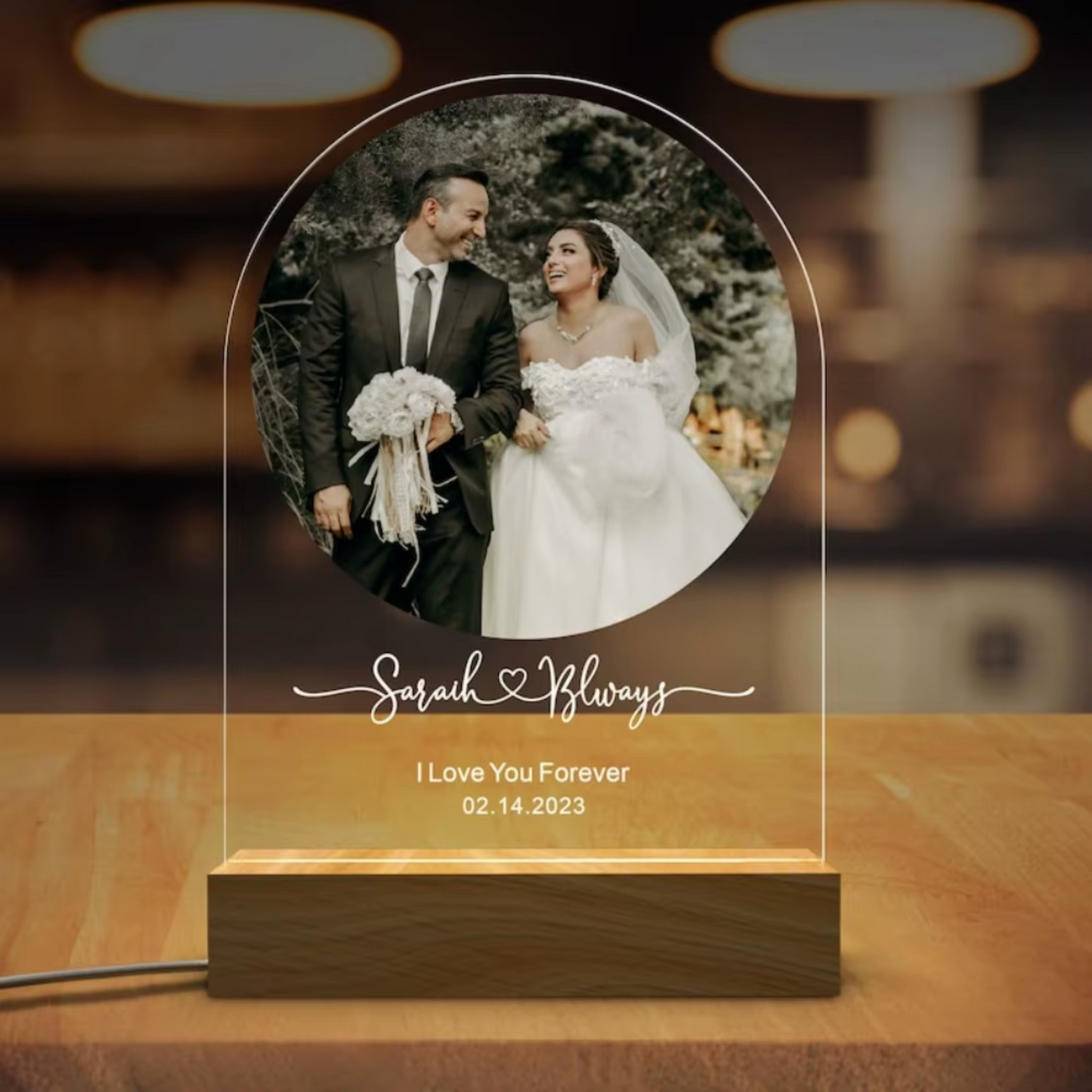 Personalised Wedding Photo LED Lamp