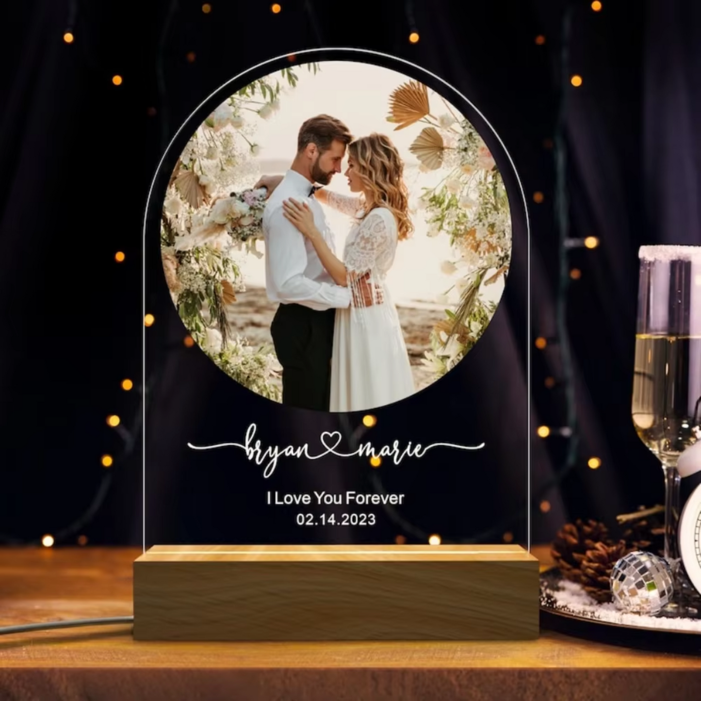 Personalised Wedding Photo LED Lamp