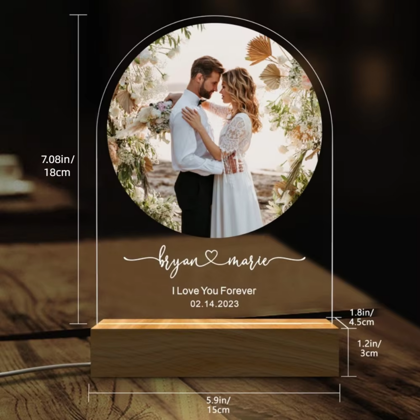 Personalised Wedding Photo LED Lamp