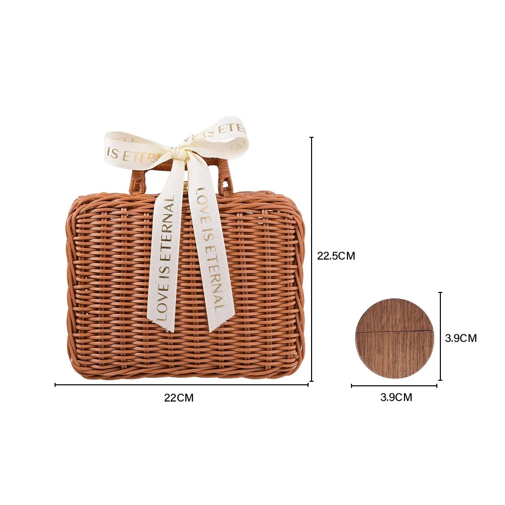 Personalised USB With Wicker Basket Photo Gift Box Case For Wedding Or Anniversary