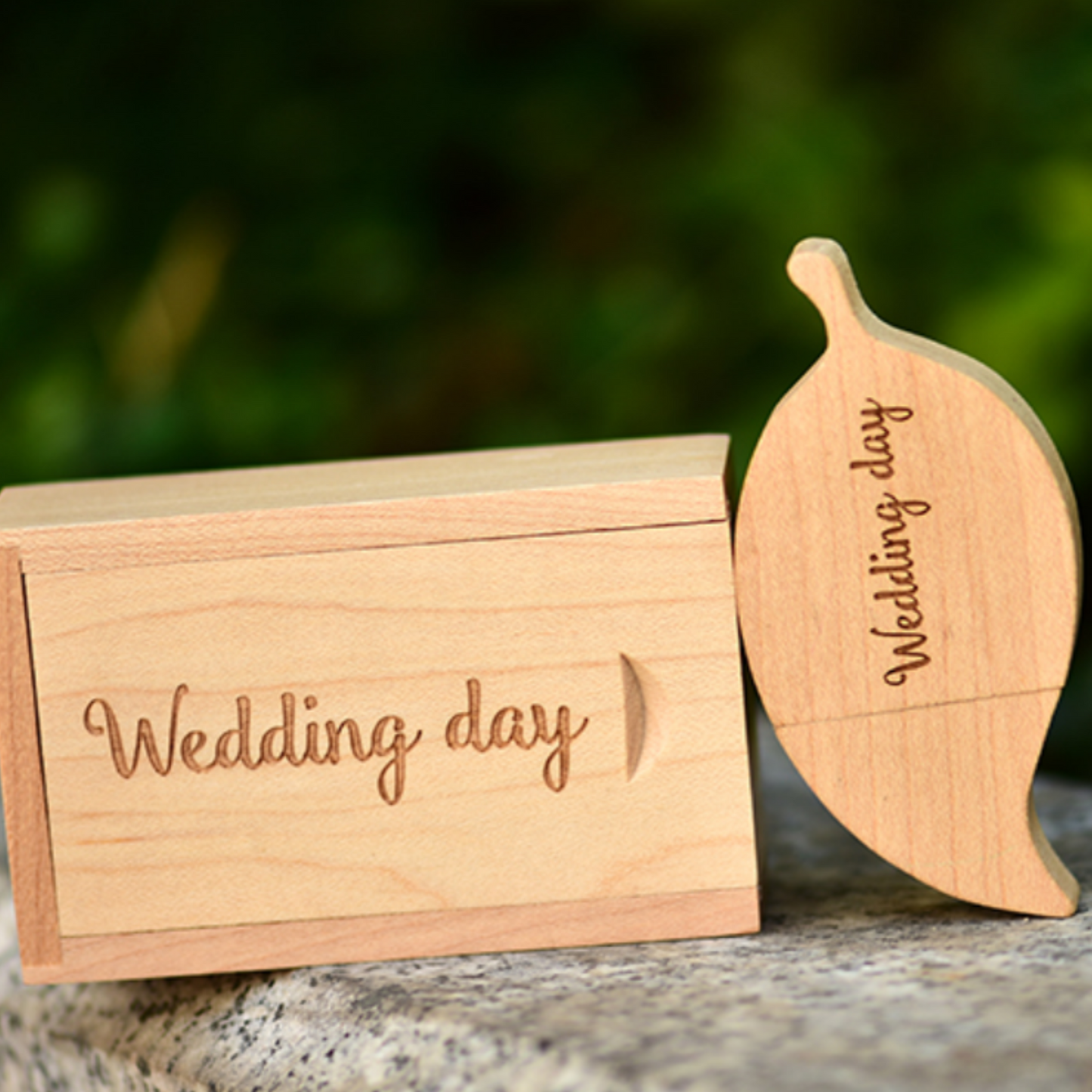 Personalised Wooden Wood Leaf USB With Box 4GB-64GB