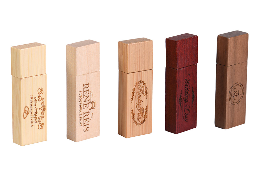 Rectangle Wooden USB Flash Drive Stick 4GB - 64GB