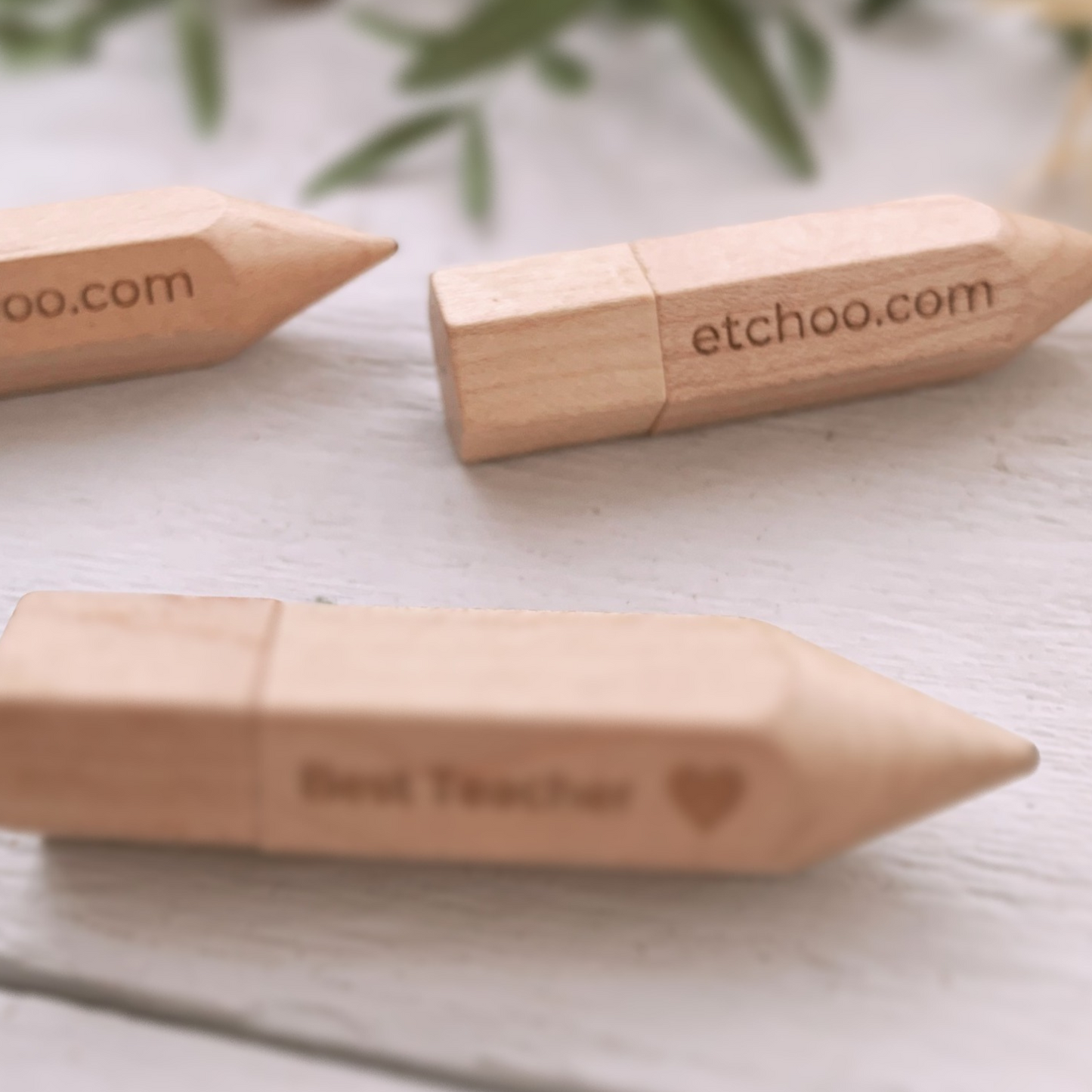 Personalised Wooden USB Pencil 4GB - 64GB Teacher Gift