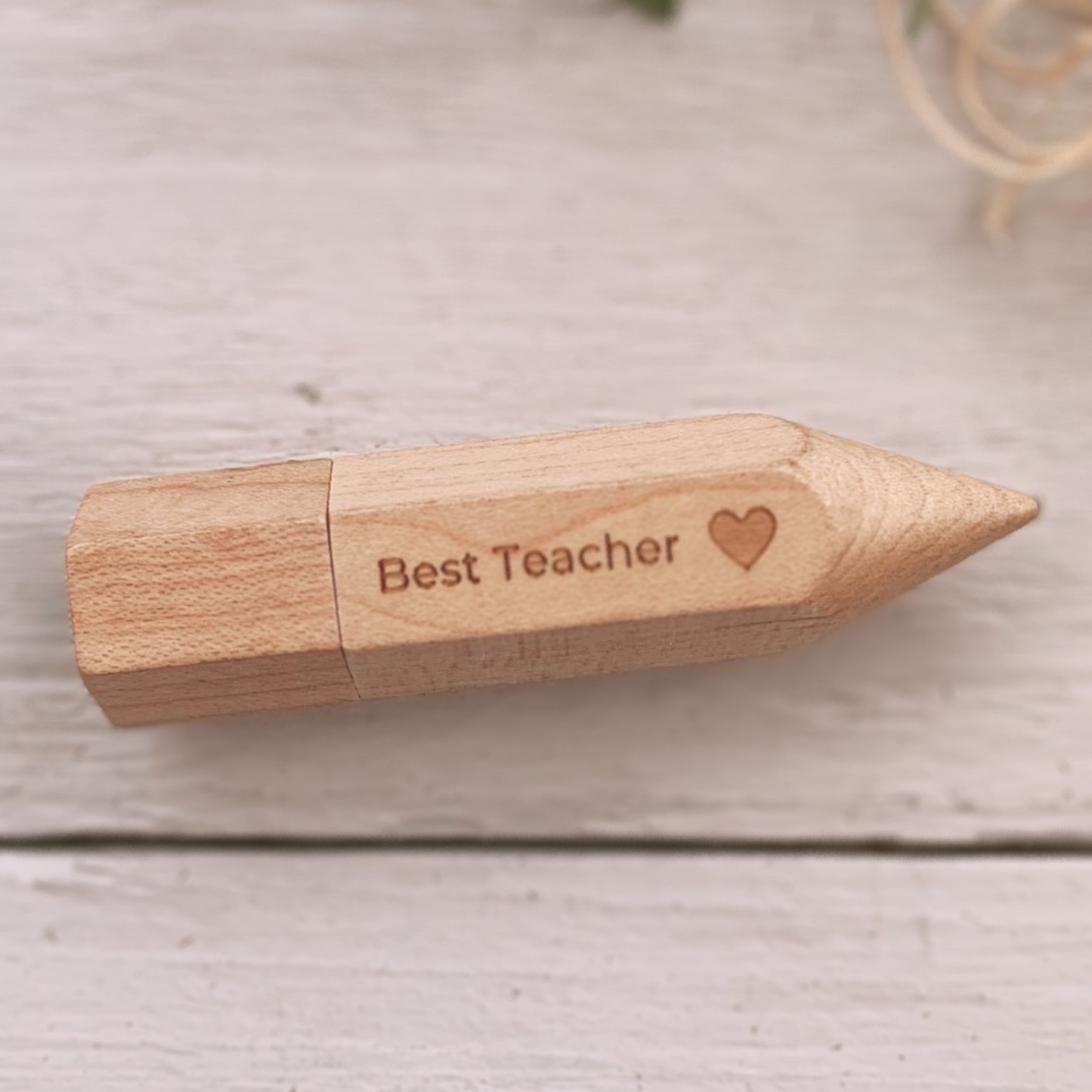 Personalised Wooden USB Pencil 4GB - 64GB Teacher Gift