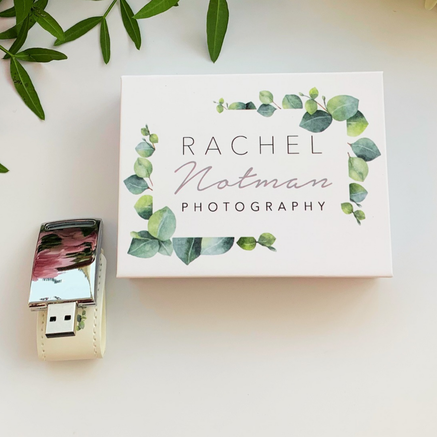 Personalised Leather USB With White Printed Gift Box 4GB - 64GB Custom Logo