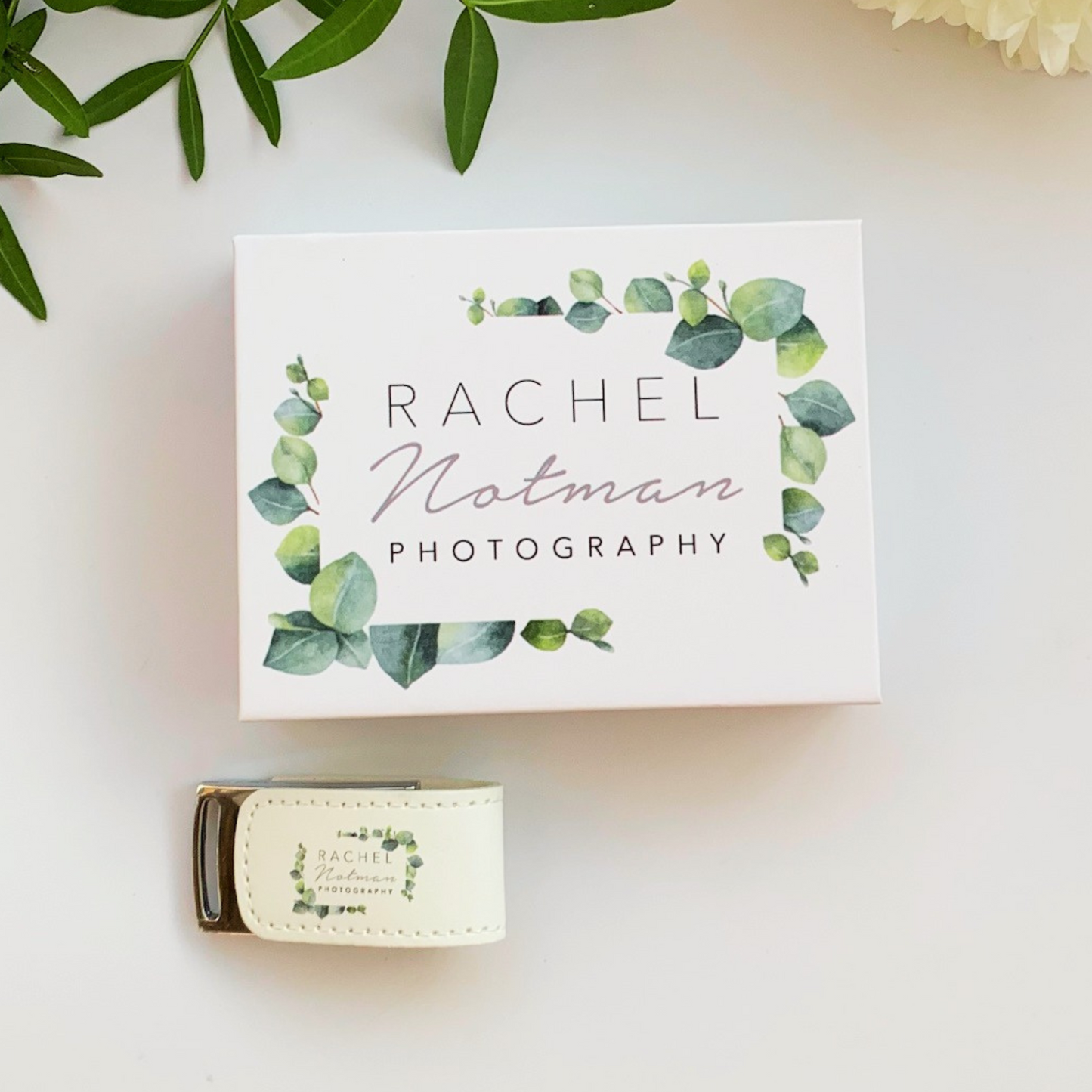 Personalised Leather USB With White Printed Gift Box 4GB - 64GB Custom Logo