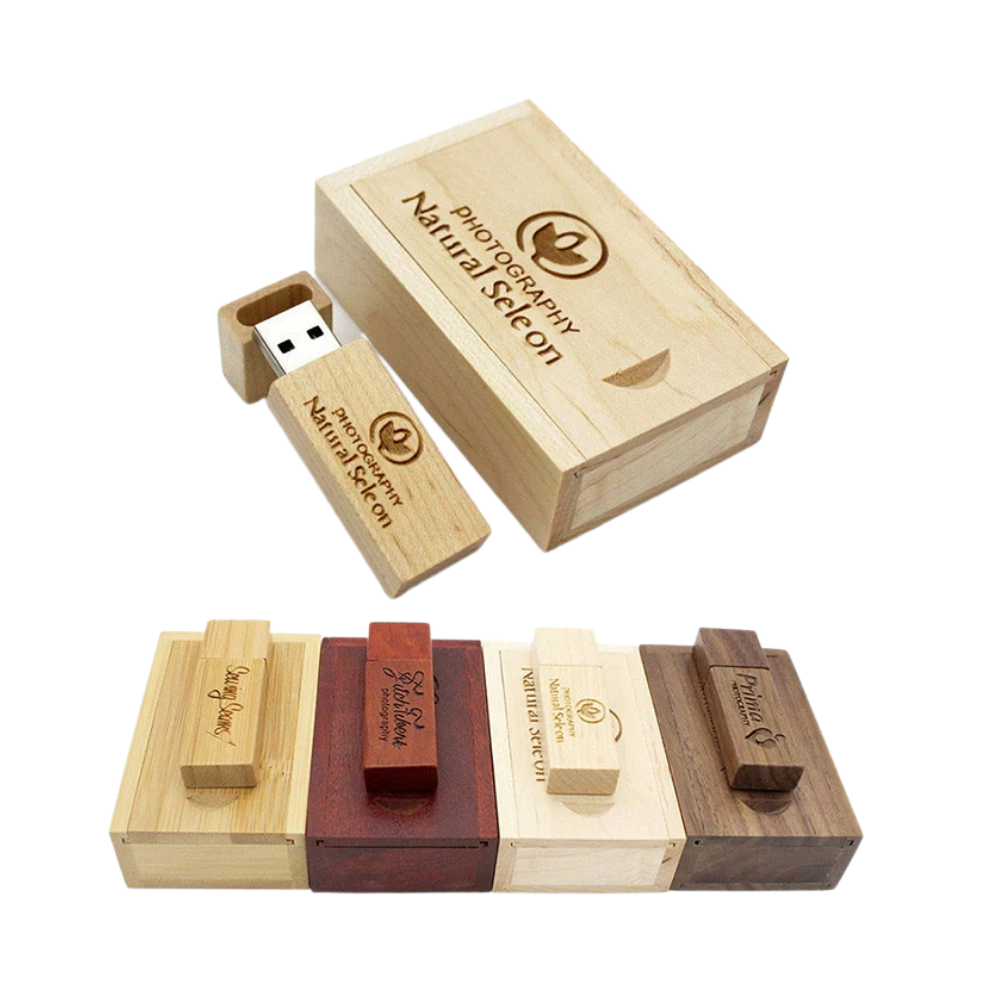 Personalised Wooden Wedding USB With Gift Box 4GB-128GB