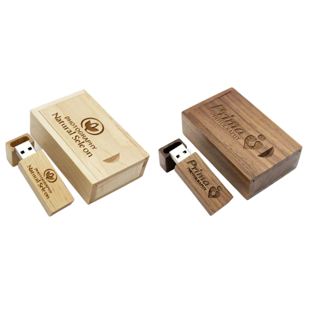 Personalised Wooden Wedding USB With Gift Box 4GB-128GB