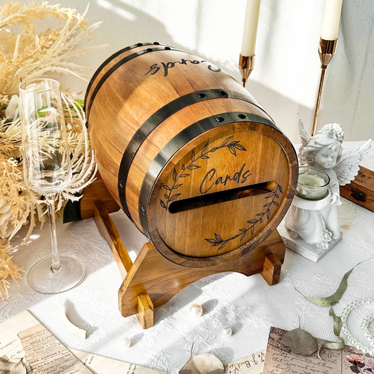 Mini Whiskey Barrel Wedding Card Box