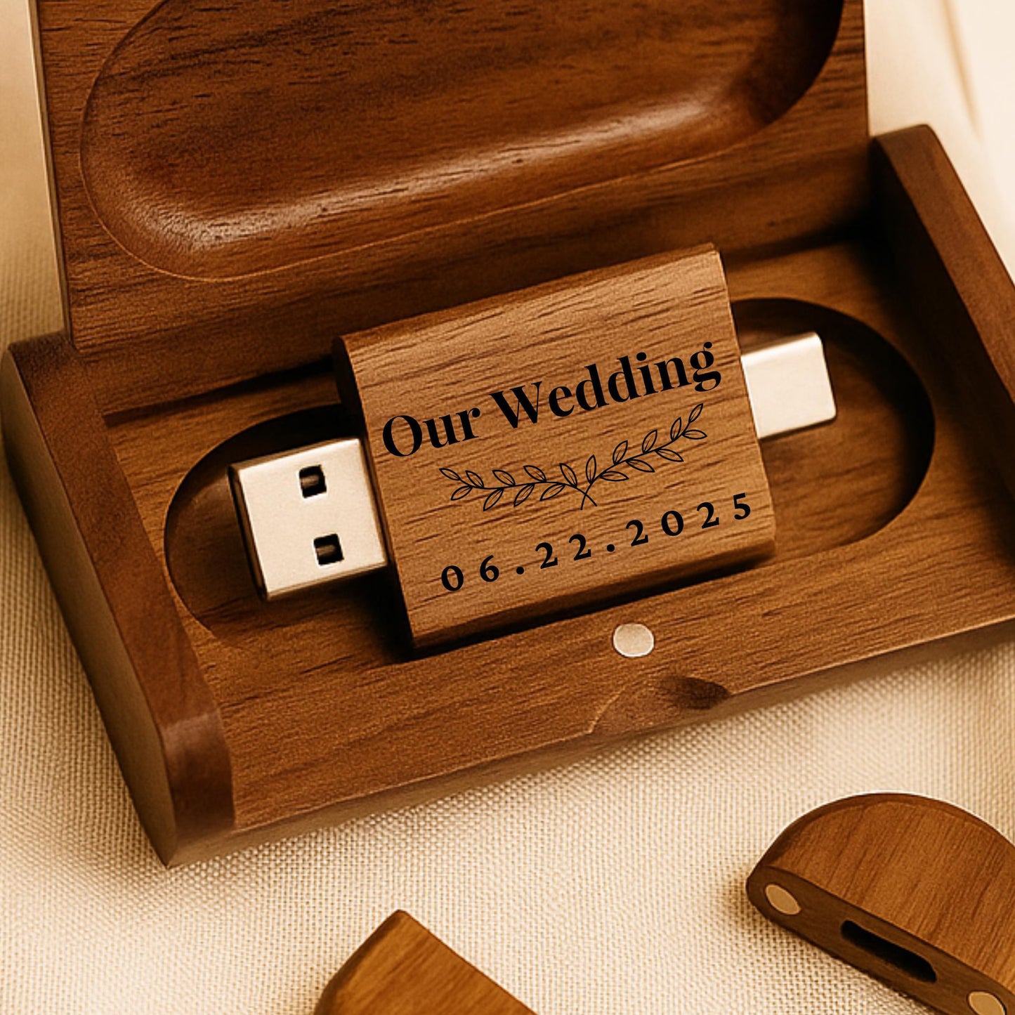 Personalised Wooden USB & Box Dual USB Type C USB A