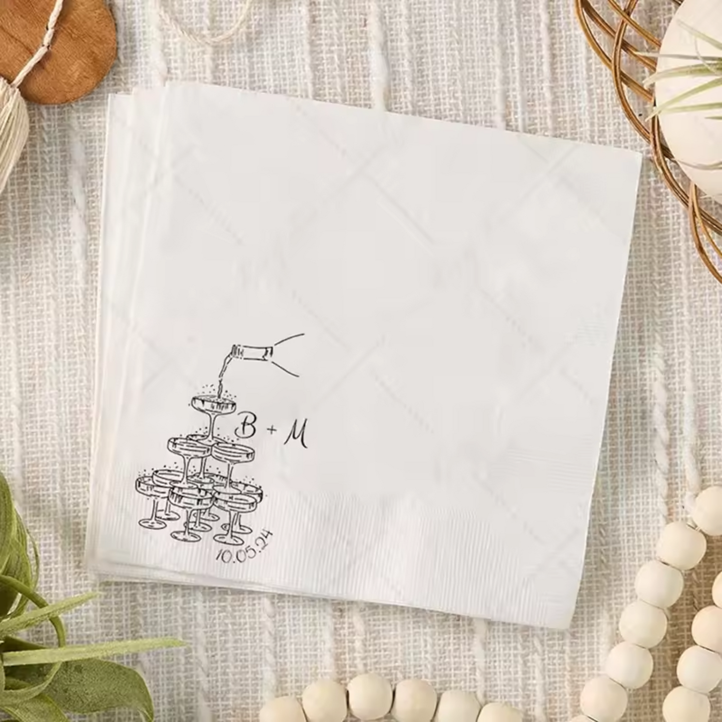 Personalised Wedding Napkins – Custom Printed (Pack of 50)
