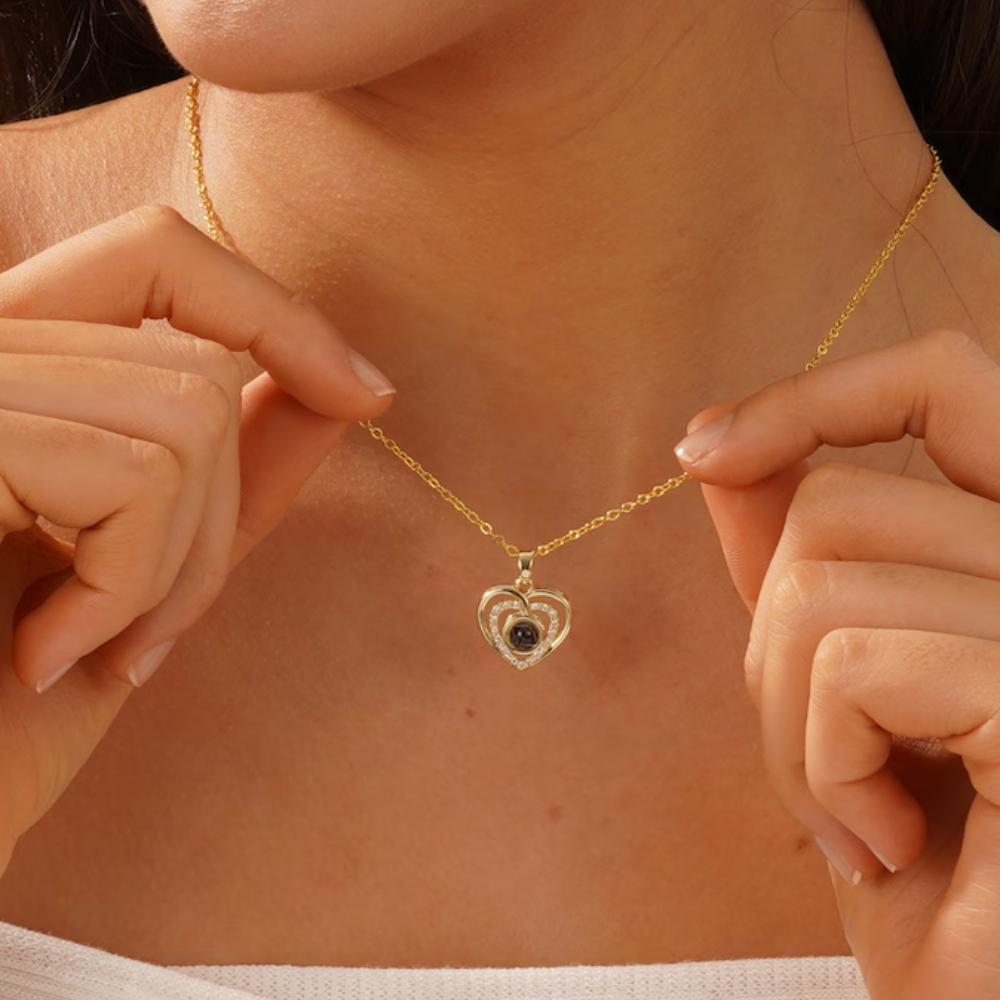 Heart Pendant Photo Projection Necklace
