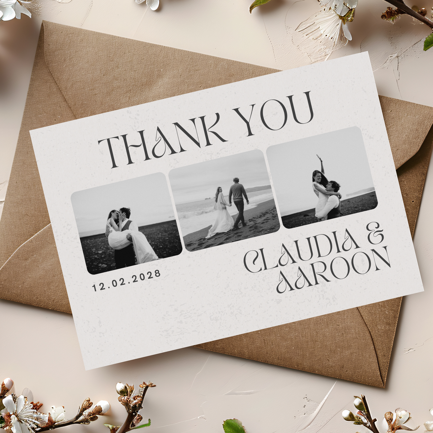 Editable Wedding Thank You Postcard – A6 Double-Sided Template