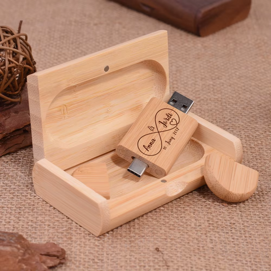 Personalised Wooden USB & Box Dual USB Type C USB A